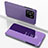 Leather Case Stands Flip Mirror Cover Holder for Xiaomi Redmi 10 India Clove Purple
