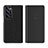 Leather Case Stands Flip Mirror Cover Holder L01 for Oppo Find N 5G Black