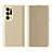 Leather Case Stands Flip Mirror Cover Holder L01 for Oppo Find N 5G Gold