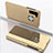 Leather Case Stands Flip Mirror Cover Holder L04 for Samsung Galaxy A21 European Gold