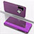 Leather Case Stands Flip Mirror Cover Holder L04 for Samsung Galaxy A21 European Purple