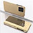 Leather Case Stands Flip Mirror Cover Holder L04 for Samsung Galaxy F42 5G Gold