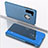 Leather Case Stands Flip Mirror Cover Holder L04 for Samsung Galaxy M11 Blue