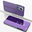 Leather Case Stands Flip Mirror Cover Holder L04 for Xiaomi Mi 12 5G Clove Purple