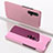 Leather Case Stands Flip Mirror Cover Holder M01 for Huawei Nova 5T Pink