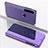 Leather Case Stands Flip Mirror Cover Holder QH1 for Huawei Y7p Clove Purple