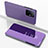 Leather Case Stands Flip Mirror Cover Holder QH1 for Xiaomi Mi 11T 5G Clove Purple