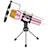 Luxury 3.5mm Mini Handheld Microphone Singing Recording with Stand M03 Pink