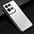 Luxury Aluminum Metal Back Cover and Silicone Frame Case J02 for Oppo Reno8 Pro 5G Silver