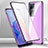 Luxury Aluminum Metal Frame Mirror Cover Case 360 Degrees for Oppo A2 5G Purple