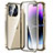 Luxury Aluminum Metal Frame Mirror Cover Case 360 Degrees LO1 for Apple iPhone 15 Pro Gold