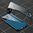 Luxury Aluminum Metal Frame Mirror Cover Case 360 Degrees M04 for Apple iPhone 13 Blue