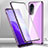 Luxury Aluminum Metal Frame Mirror Cover Case 360 Degrees P01 for Oppo A55 5G Purple