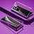 Luxury Aluminum Metal Frame Mirror Cover Case 360 Degrees P01 for Vivo T1x 5G Purple