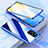 Luxury Aluminum Metal Frame Mirror Cover Case 360 Degrees P02 for OnePlus 9 5G Blue