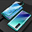 Luxury Aluminum Metal Frame Mirror Cover Case 360 Degrees T03 for Oppo Reno3 Pro Cyan