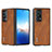 Luxury Leather Matte Finish and Plastic Back Cover Case AD1 for Huawei Honor Magic Vs2 5G Brown