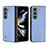 Luxury Leather Matte Finish and Plastic Back Cover Case AD1 for Samsung Galaxy Z Fold5 5G Blue