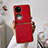 Luxury Leather Matte Finish and Plastic Back Cover Case B02H for Huawei P50 Pocket Red