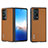 Luxury Leather Matte Finish and Plastic Back Cover Case B15H for Huawei Honor Magic Vs2 5G Brown