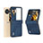 Luxury Leather Matte Finish and Plastic Back Cover Case BH1 for Oppo Find N3 Flip 5G Blue