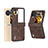 Luxury Leather Matte Finish and Plastic Back Cover Case BH1 for Oppo Find N3 Flip 5G Brown