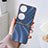 Luxury Leather Matte Finish and Plastic Back Cover Case BH2 for Huawei P60 Pocket Blue