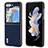 Luxury Leather Matte Finish and Plastic Back Cover Case BH3 for Samsung Galaxy Z Flip5 5G Blue