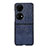 Luxury Leather Matte Finish and Plastic Back Cover Case BH4 for Huawei P60 Pocket Blue