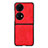 Luxury Leather Matte Finish and Plastic Back Cover Case BH4 for Huawei P60 Pocket Red