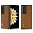 Luxury Leather Matte Finish and Plastic Back Cover Case BH7 for Huawei Honor Magic V2 5G Light Brown