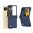 Luxury Leather Matte Finish and Plastic Back Cover Case BH7 for Oppo Find N3 Flip 5G Blue