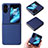 Luxury Leather Matte Finish and Plastic Back Cover Case BY1 for Oppo Find N2 Flip 5G Blue