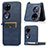 Luxury Leather Matte Finish and Plastic Back Cover Case BY3 for Huawei P50 Pocket Blue