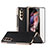 Luxury Leather Matte Finish and Plastic Back Cover Case C03 for Samsung Galaxy Z Fold3 5G Black