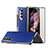 Luxury Leather Matte Finish and Plastic Back Cover Case C03 for Samsung Galaxy Z Fold3 5G Blue