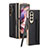 Luxury Leather Matte Finish and Plastic Back Cover Case C04 for Samsung Galaxy Z Fold4 5G Black