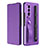 Luxury Leather Matte Finish and Plastic Back Cover Case C06 for Samsung Galaxy Z Fold3 5G Purple