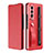 Luxury Leather Matte Finish and Plastic Back Cover Case C06 for Samsung Galaxy Z Fold3 5G Red