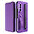 Luxury Leather Matte Finish and Plastic Back Cover Case C06 for Samsung Galaxy Z Fold4 5G Purple