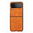 Luxury Leather Matte Finish and Plastic Back Cover Case C07 for Samsung Galaxy Z Flip4 5G Orange