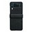 Luxury Leather Matte Finish and Plastic Back Cover Case C08 for Samsung Galaxy Z Flip4 5G Black