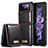 Luxury Leather Matte Finish and Plastic Back Cover Case CS1 for Samsung Galaxy Z Flip3 5G