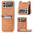 Luxury Leather Matte Finish and Plastic Back Cover Case H01 for Samsung Galaxy Z Flip3 5G