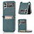 Luxury Leather Matte Finish and Plastic Back Cover Case H01 for Samsung Galaxy Z Flip3 5G Green