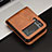 Luxury Leather Matte Finish and Plastic Back Cover Case JD1 for Samsung Galaxy Z Flip3 5G Brown