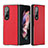 Luxury Leather Matte Finish and Plastic Back Cover Case L08 for Samsung Galaxy Z Fold3 5G Red