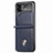 Luxury Leather Matte Finish and Plastic Back Cover Case L09 for Samsung Galaxy Z Flip3 5G Blue