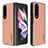 Luxury Leather Matte Finish and Plastic Back Cover Case LC2 for Samsung Galaxy Z Fold3 5G Rose Gold