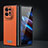 Luxury Leather Matte Finish and Plastic Back Cover Case LD3 for Oppo Find N2 5G Orange